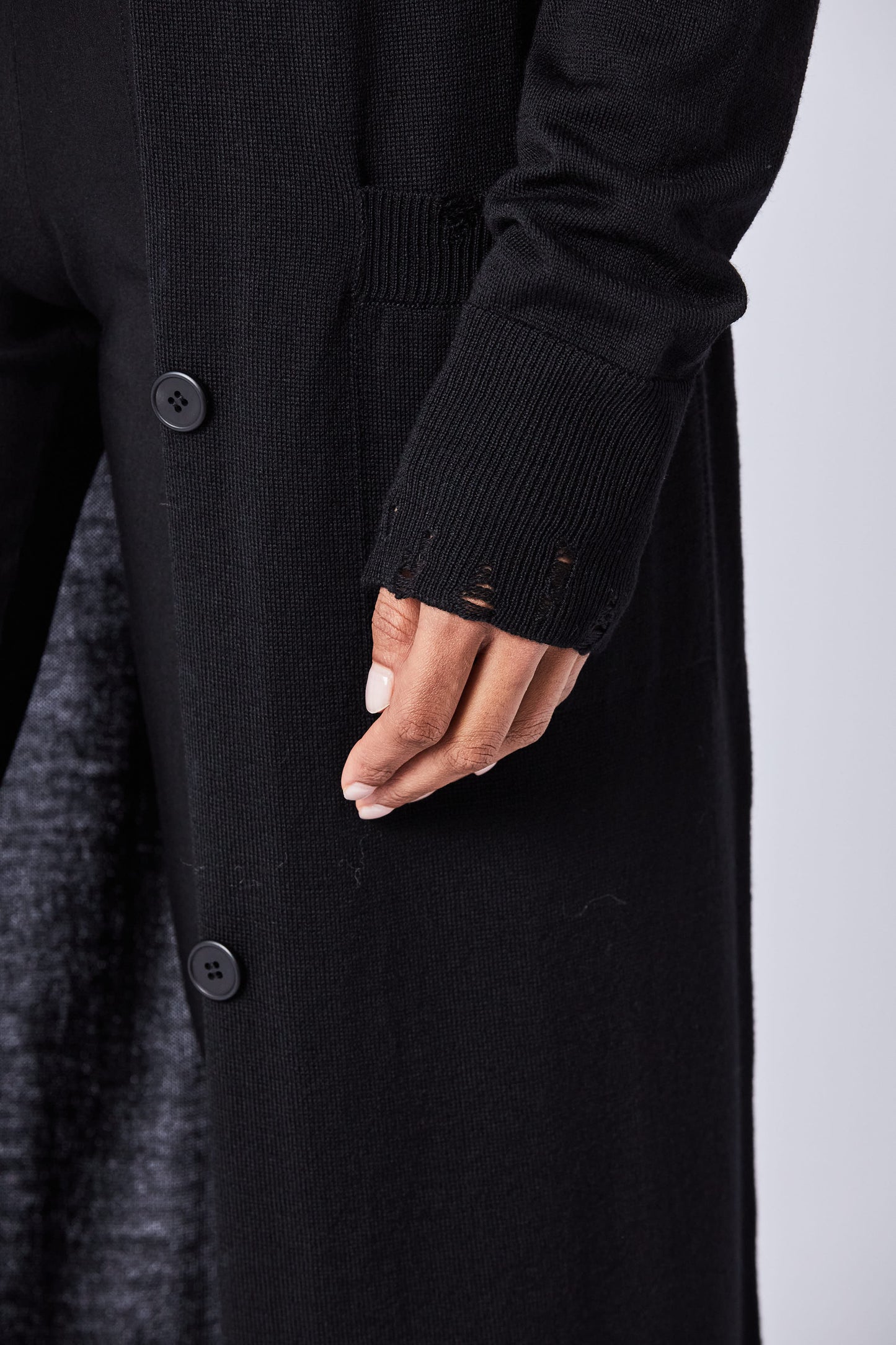 W KJ 169, Black, Strickmantel