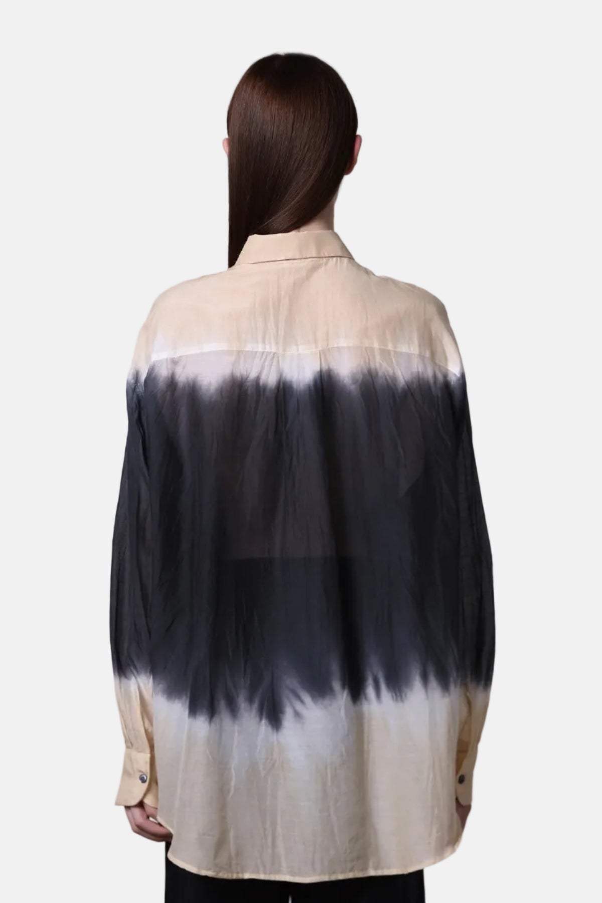 Roberto Collina Woven LS, Ecru/Antracite, Tie-dye Bluse