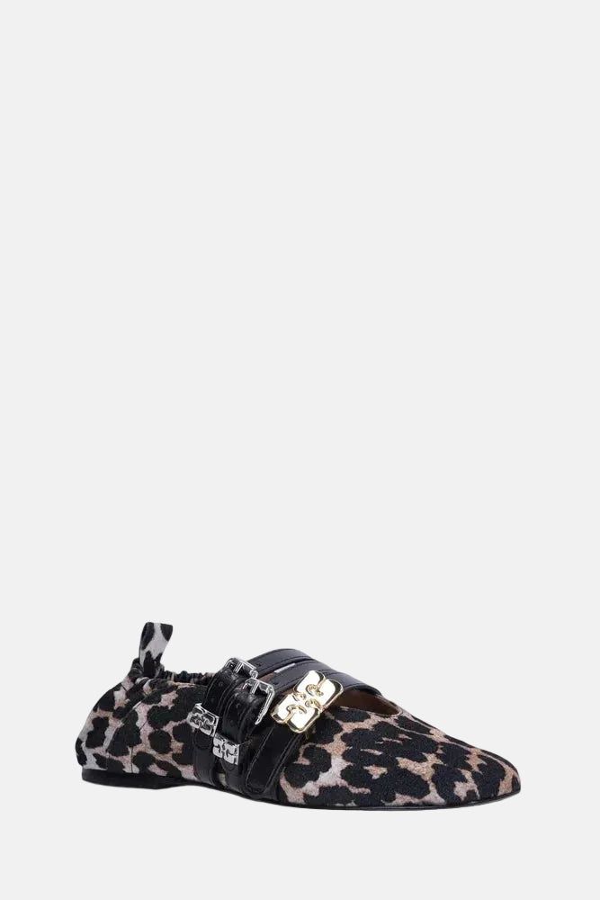 GANNI Sue Triple Flocked Denim, Almond Milk, Ballerina