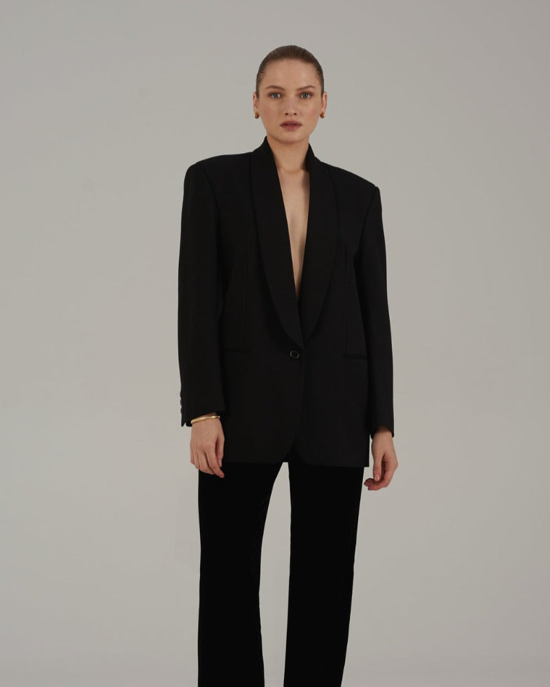 Gigi Jersey, Black, Blazer
