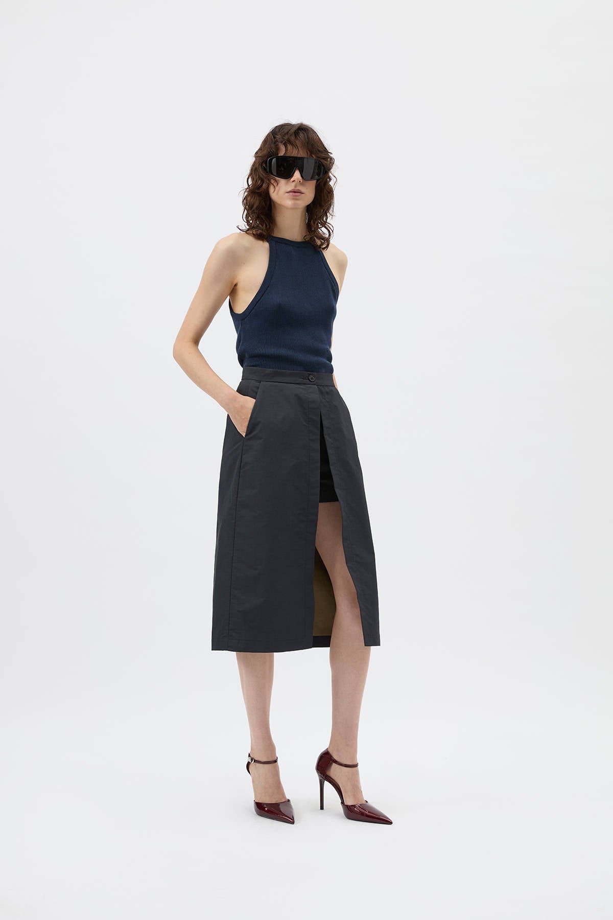 Halfboy Knit, Navy, Top