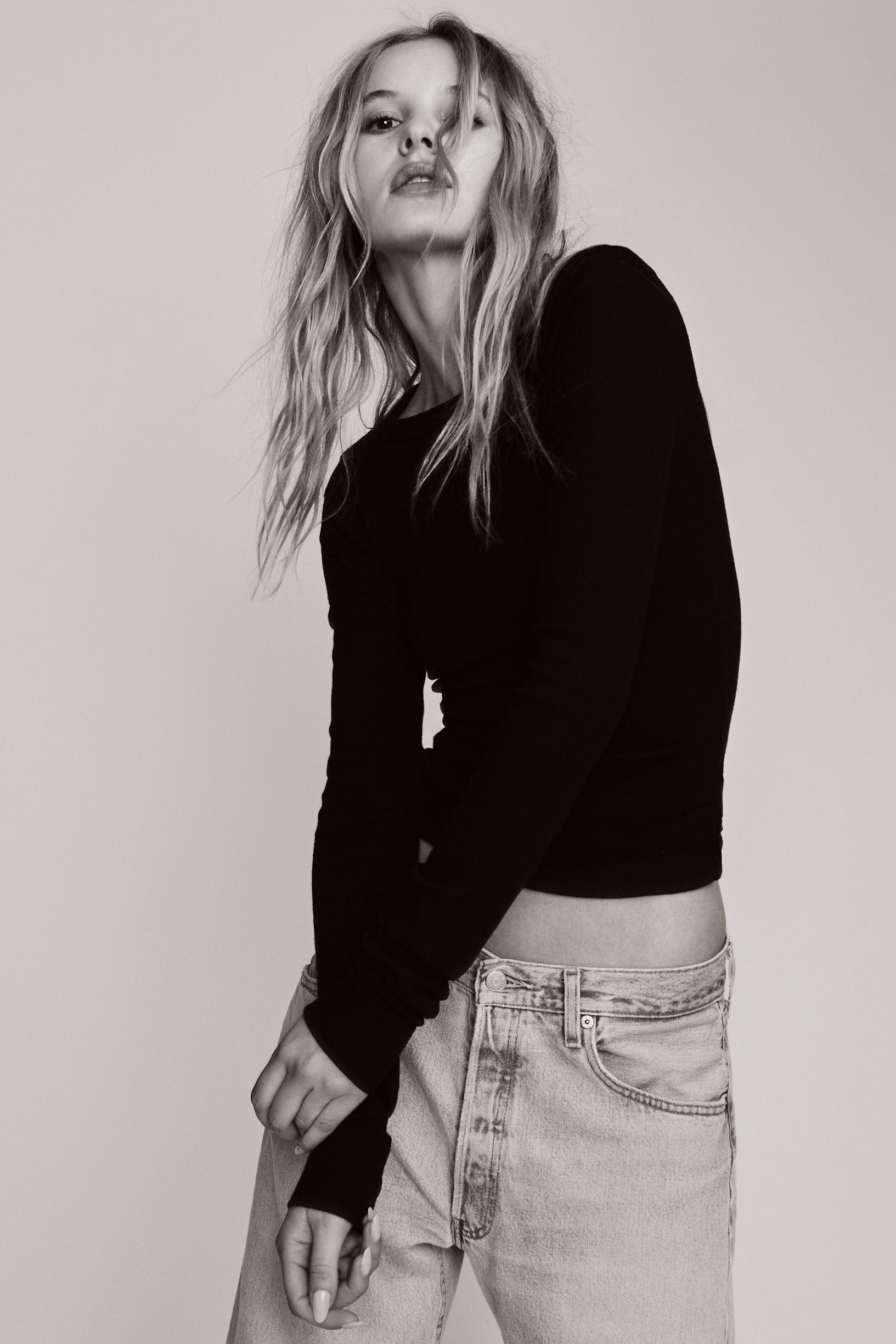 Éterne Long Sleeve Fitted, Black, Top