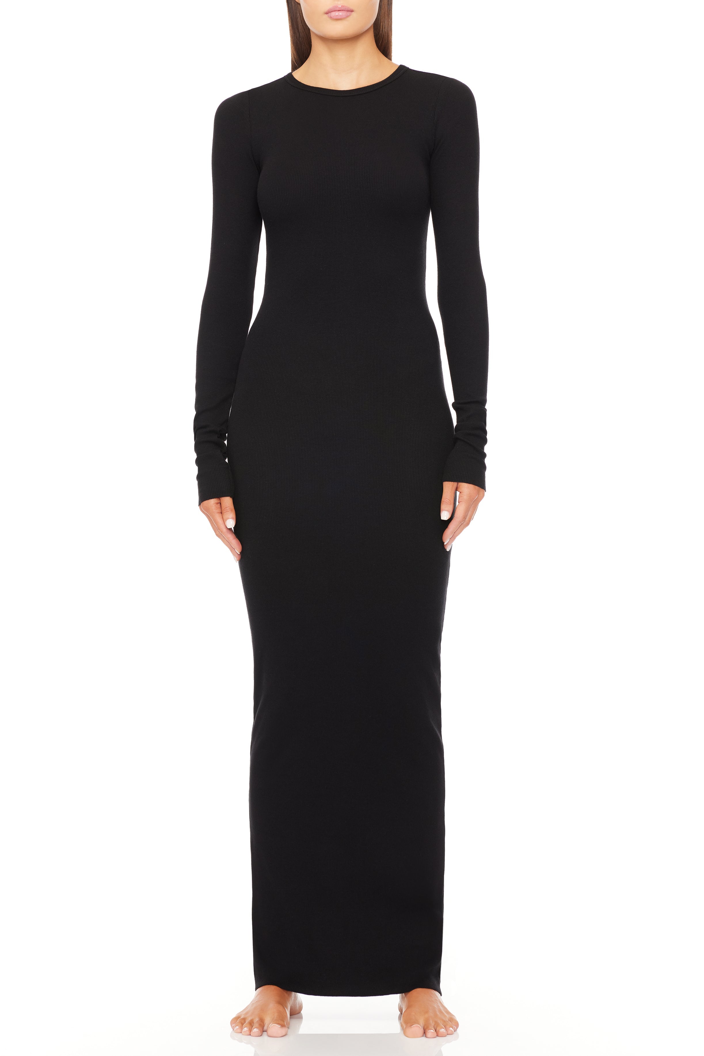 Éterne Long Sleeve, Black, Maxi Dress