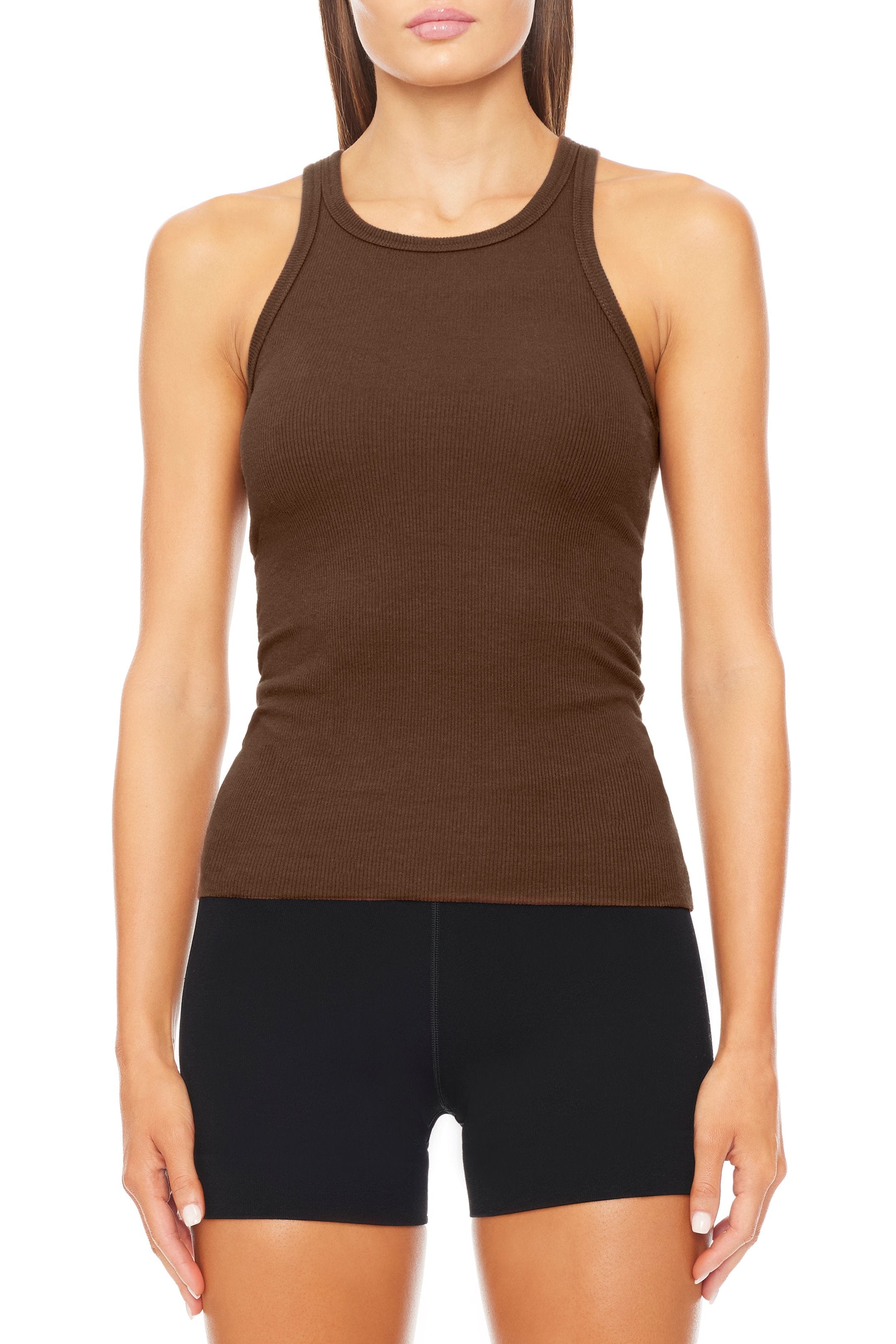 Éterne High Neck Fitted, Chocolate, Tanktop