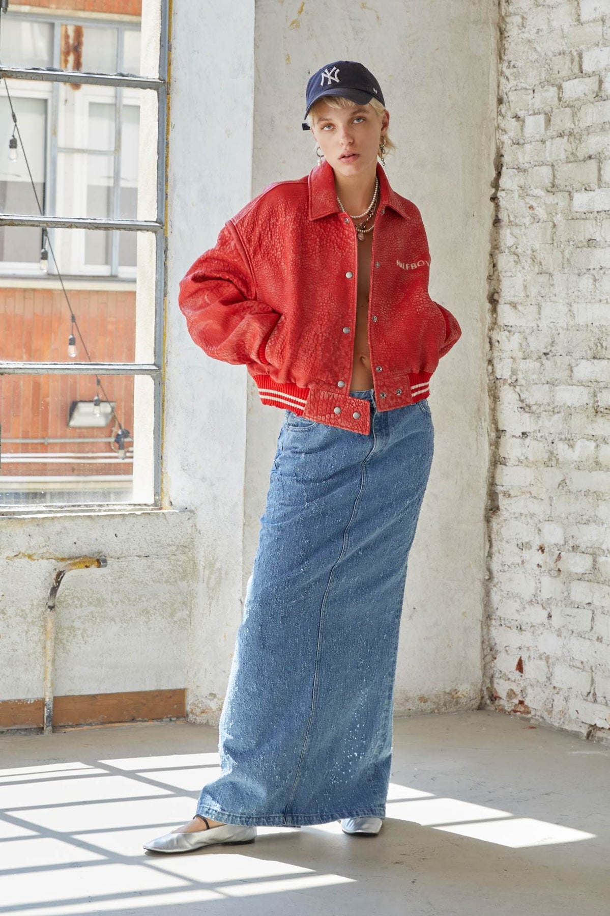 Halfboy Maxi Skirt, Light Blue Denim, Jeansrock