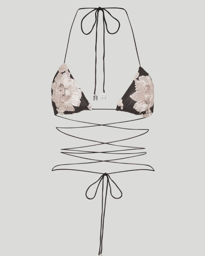 Flower Mesh Bra Top, Cream, Top