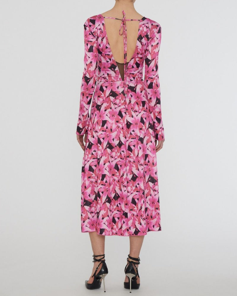 Coated Jersey Midi, Carmine, Kleid