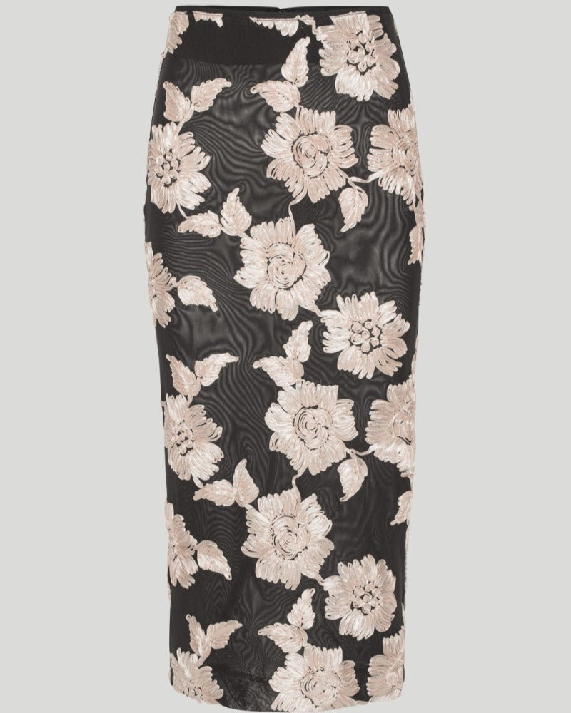 Flower Mesh Midi, Cream, Rock