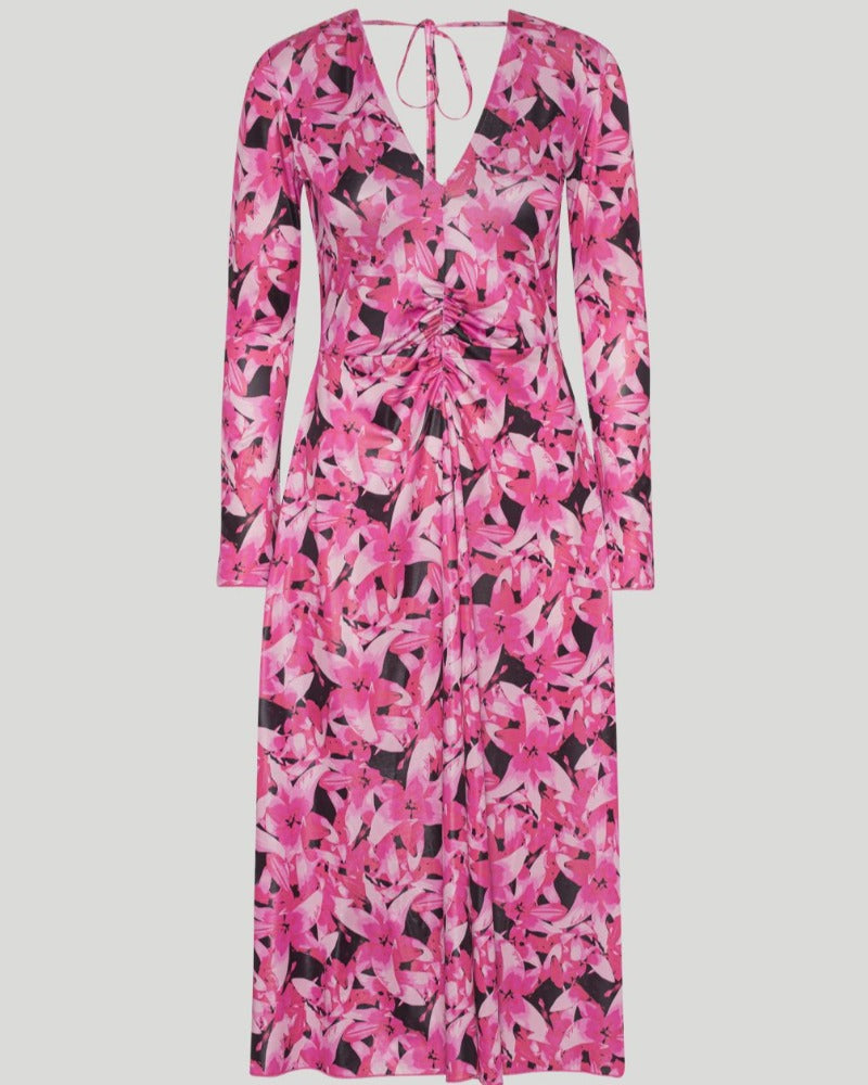 Coated Jersey Midi, Carmine, Kleid