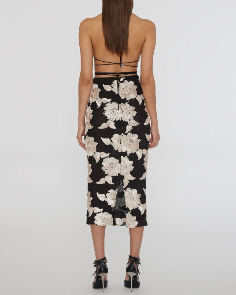 Flower Mesh Midi, Cream, Rock