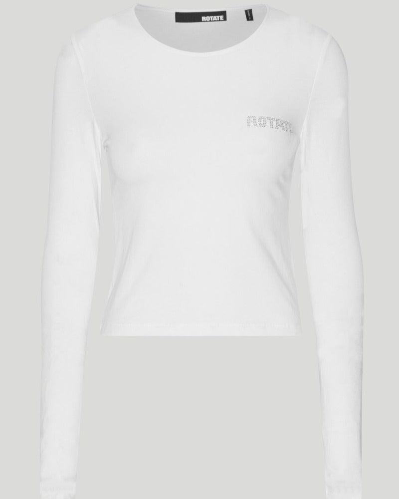 Rotate Long Sleeve Logo, Bright White, T-Shirt