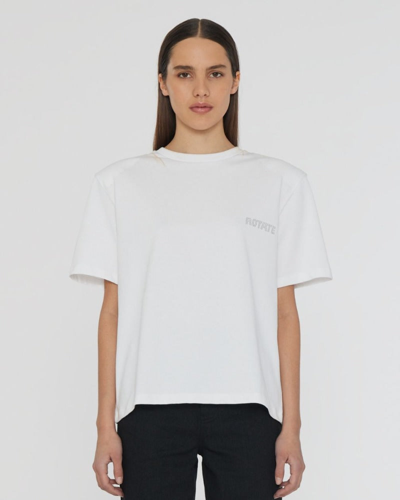 Rotate Straight Logo, Bright White, T-Shirt