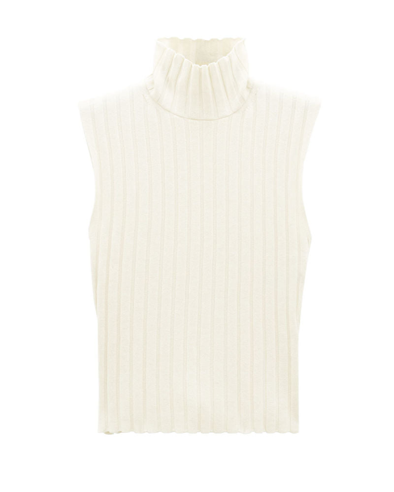 Sleeveless Turtleneck Top, butter