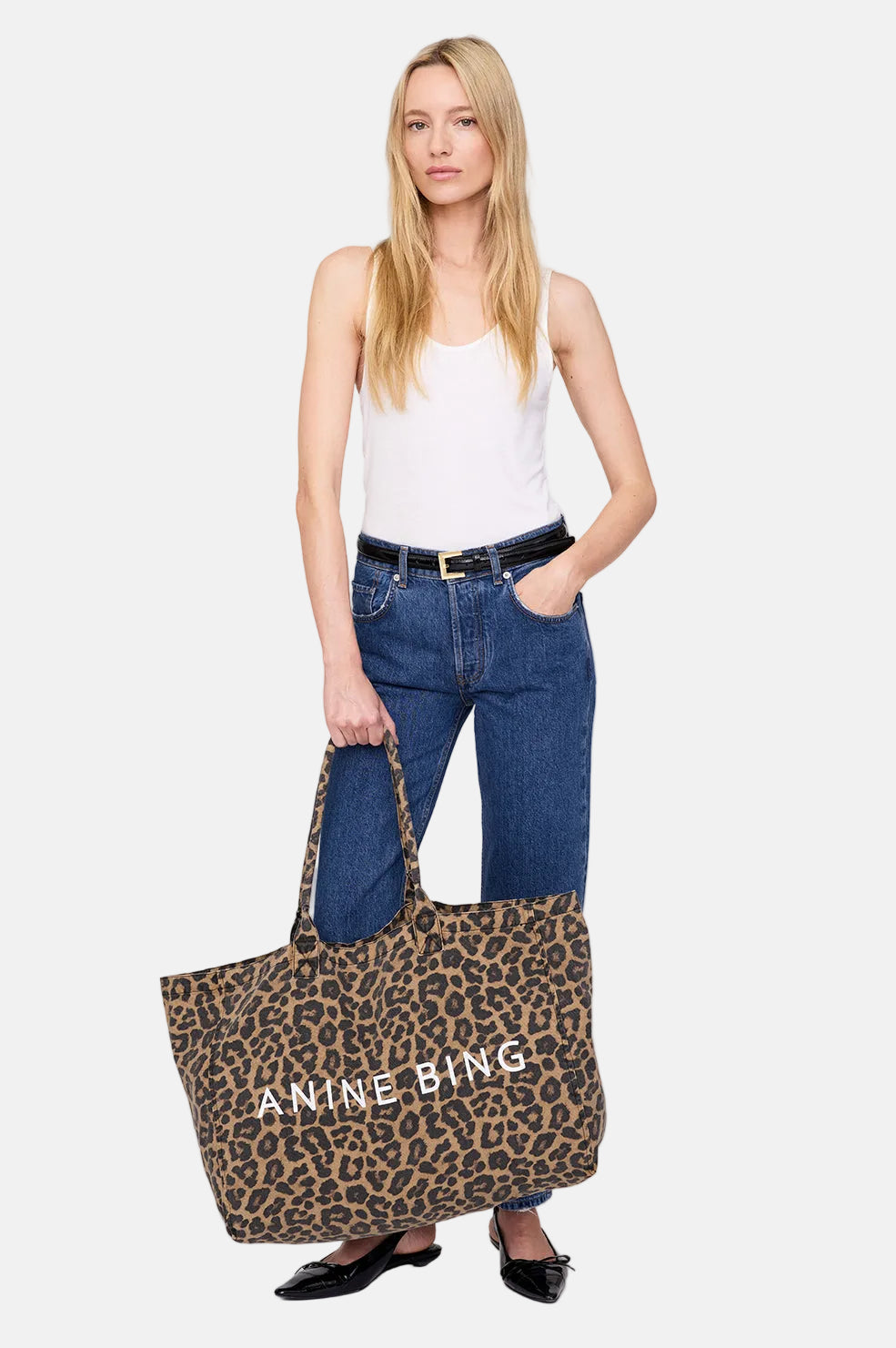 Anine Bing Leo Canvas Tote Tasche in Black/Brown Leopard – Ansicht 2