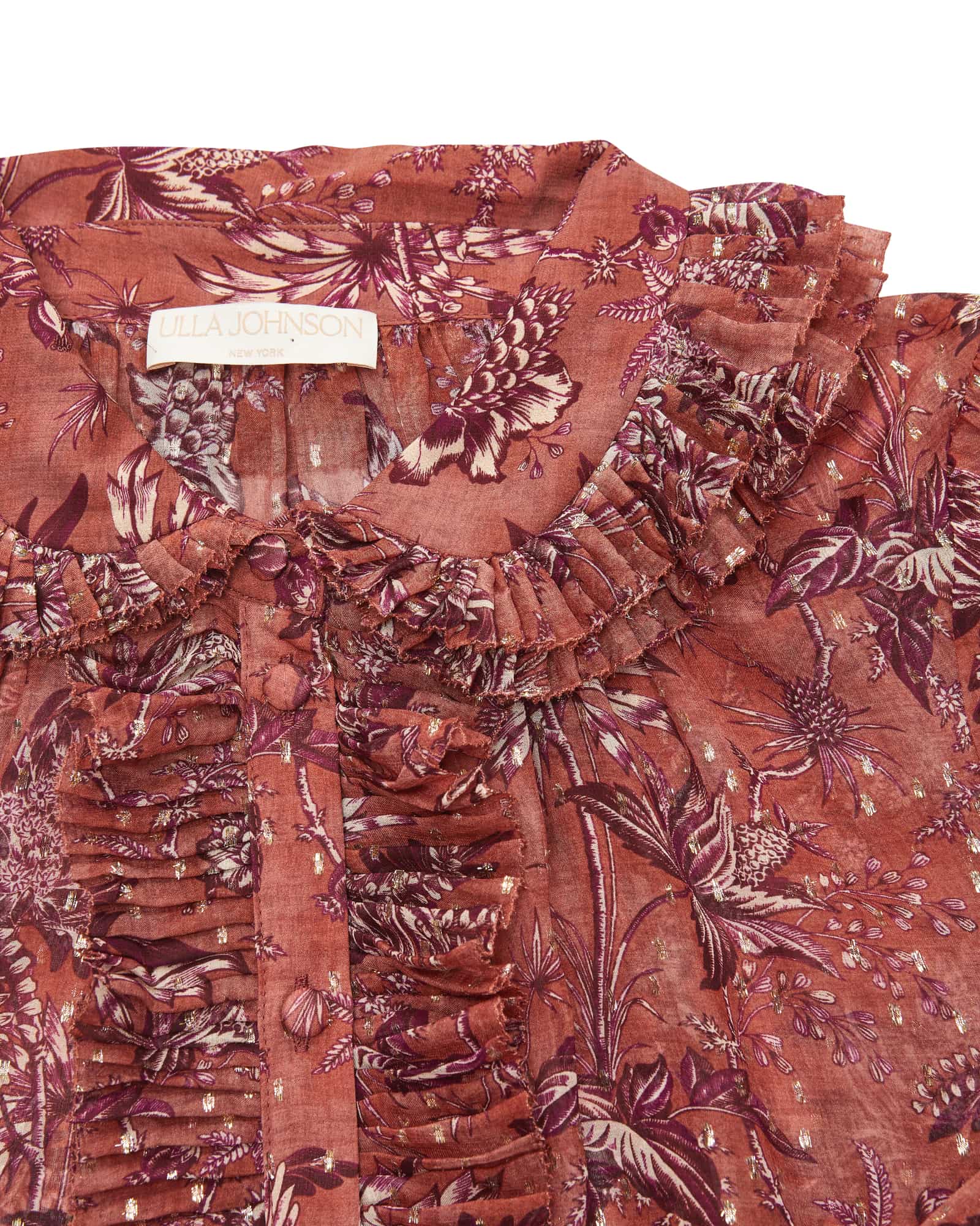 Ulla Johnson Nina, Oleander, Rüschenbluse