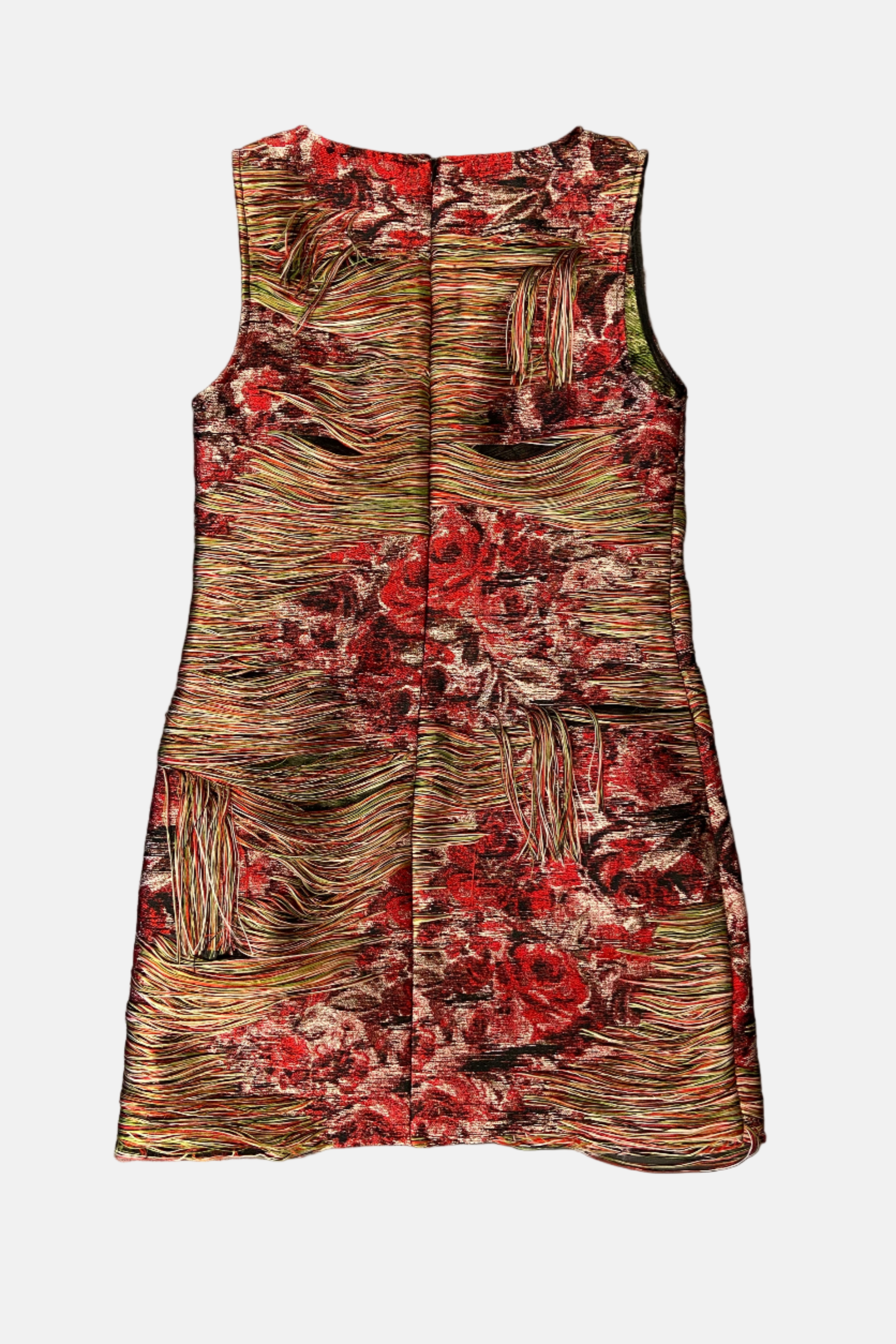 GANNI Fringed Organza Mini, Red, Kleid