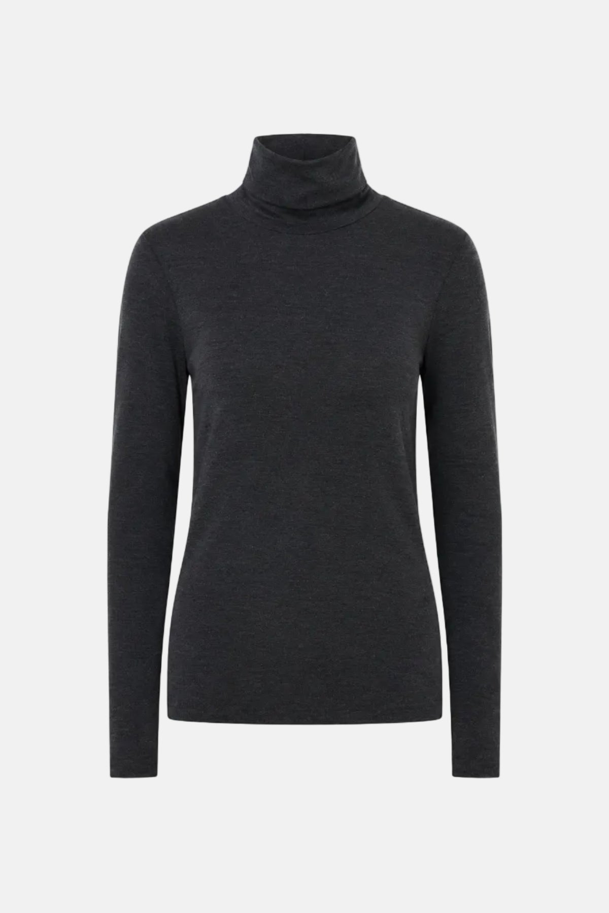 Róhe Fine Merino Anthracite Melange Turtleneck Langarmshirt in Grau