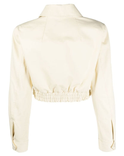 Cropped Cotton Zip Jacket, butter