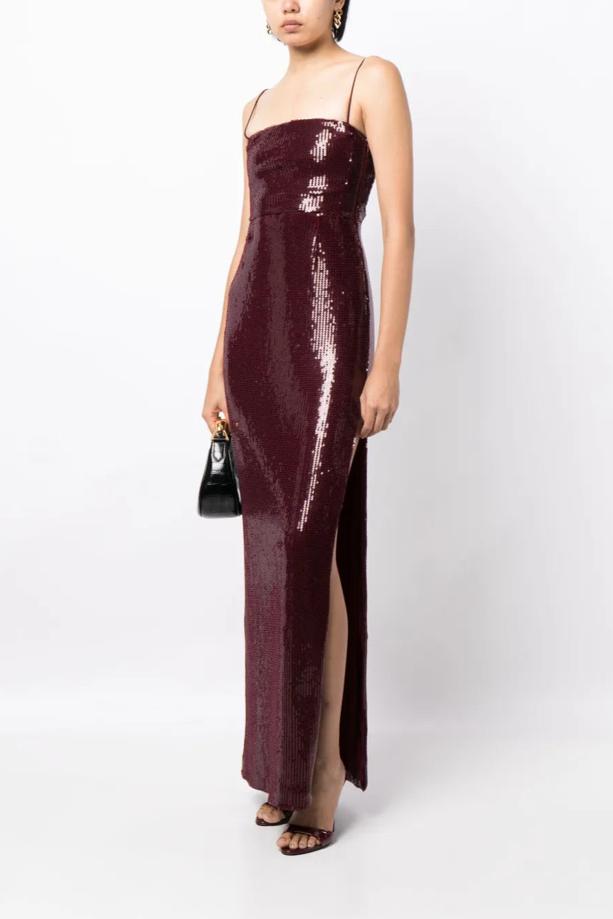 Galvan London Stargaze, Bordeaux, Kleid