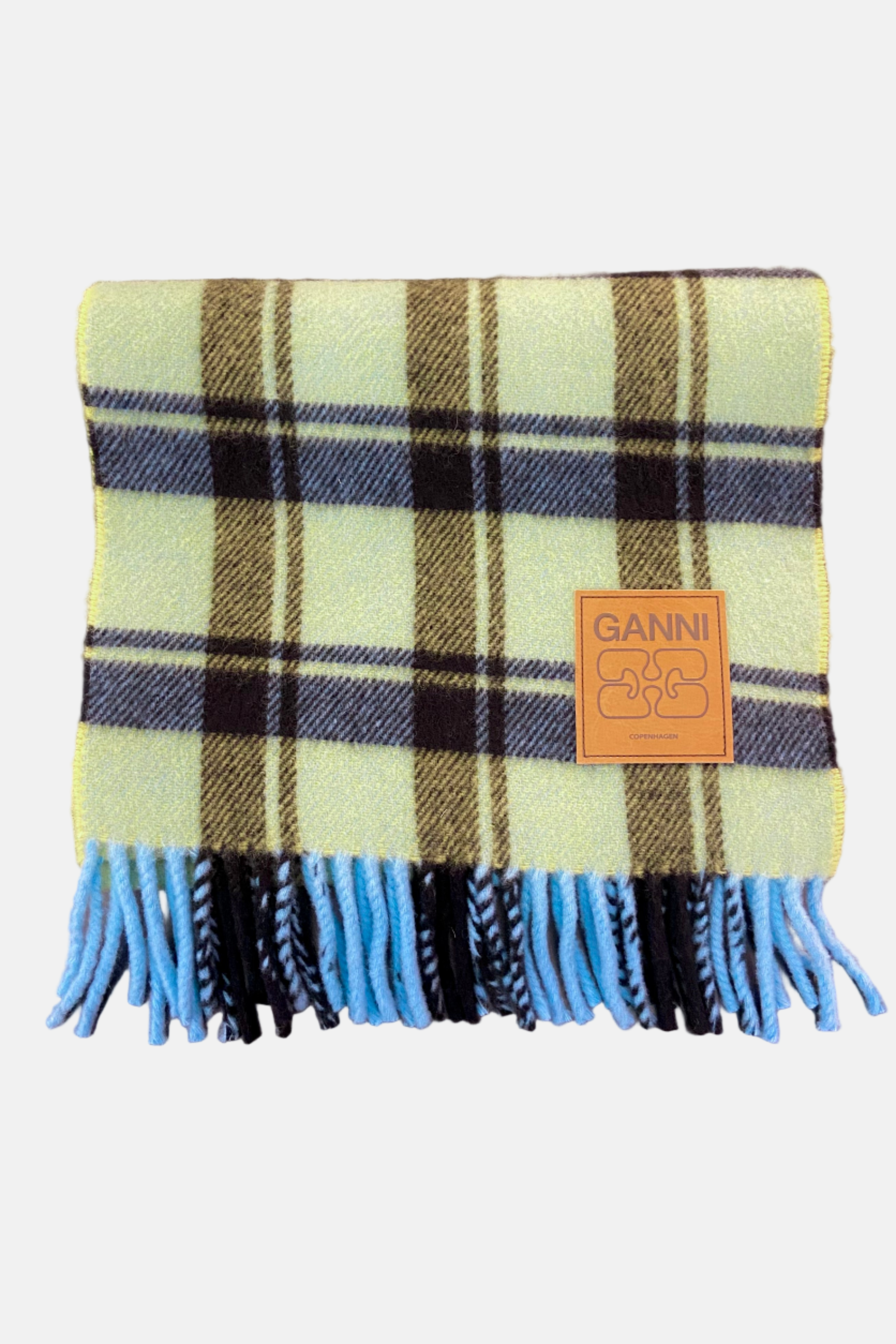 GANNI Wool Check, Yellow, Schal