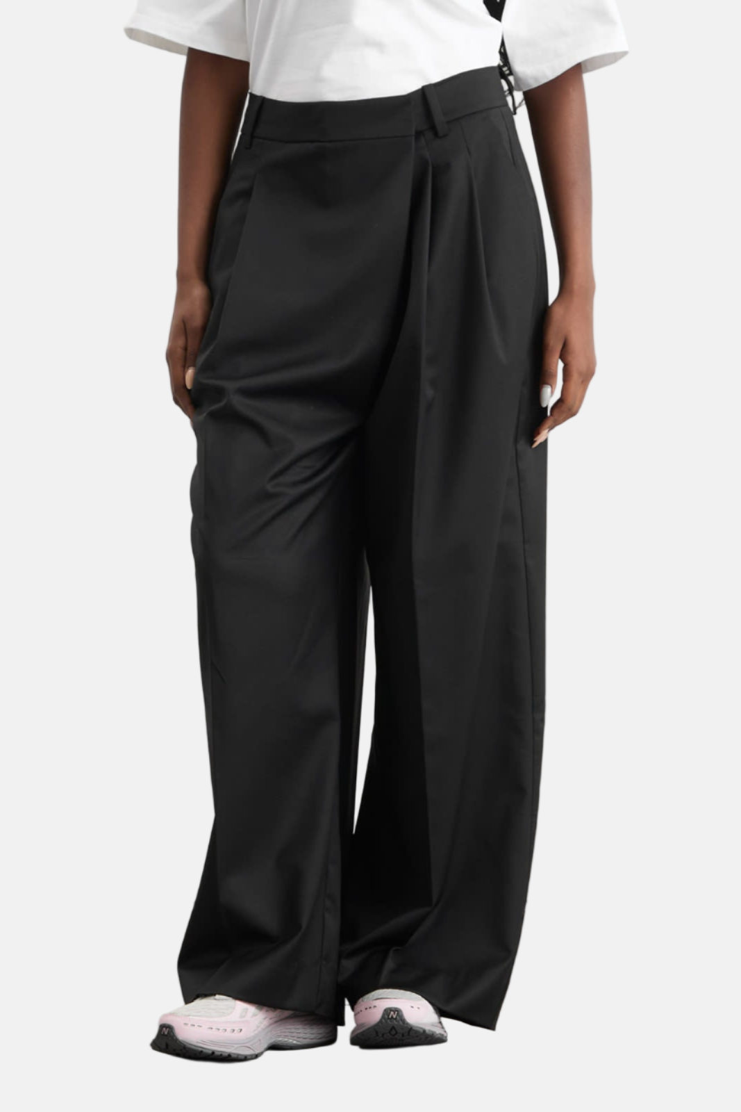GANNI Calendered Wool, Black, Hose