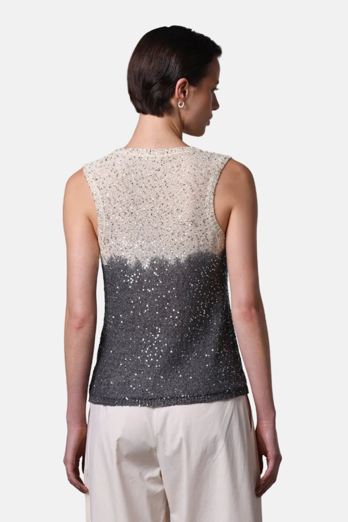 Roberto Collina Knit Paillettes, Nero/Burro, Tanktop