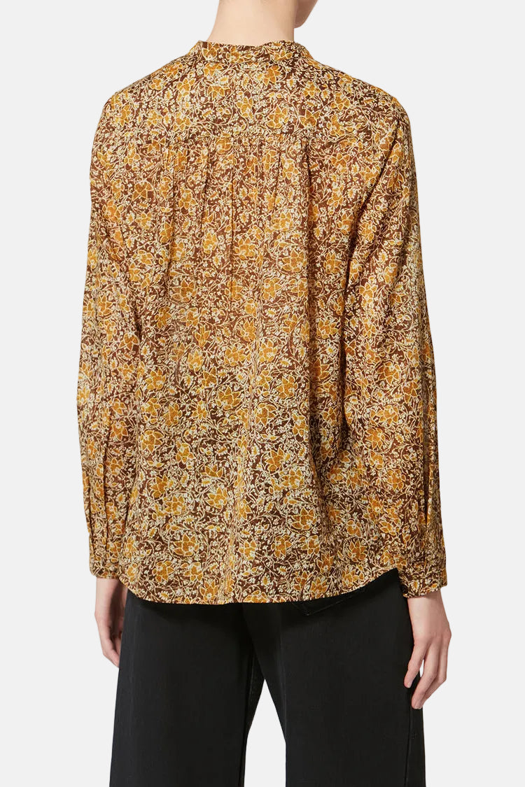 Marant Étoile Maria Bluse in Khaki Floral mit floralem Muster und fließender Silhouette.