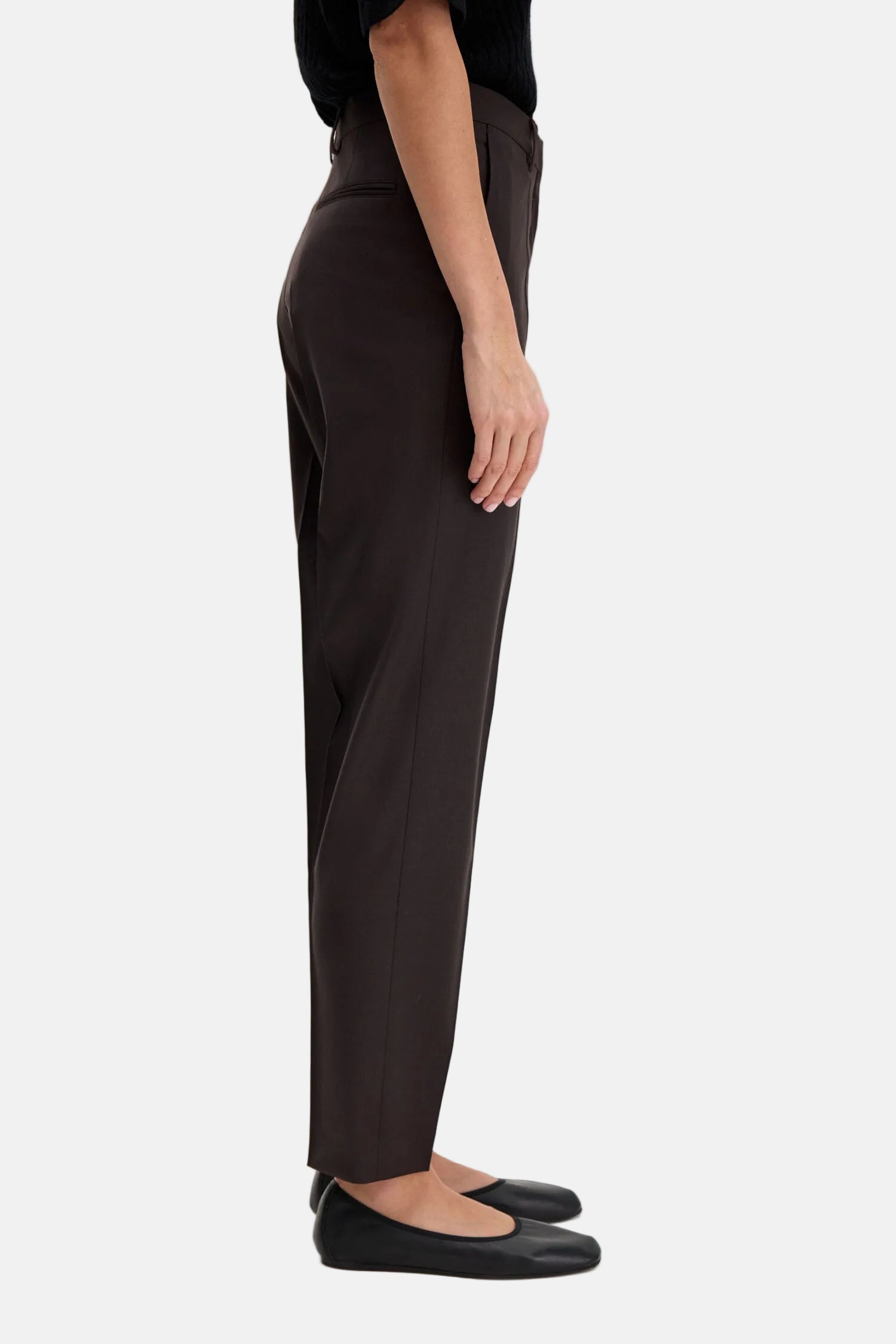 Filippa K Emma Cropped Cool Wool, Dark Chocolate, Hose