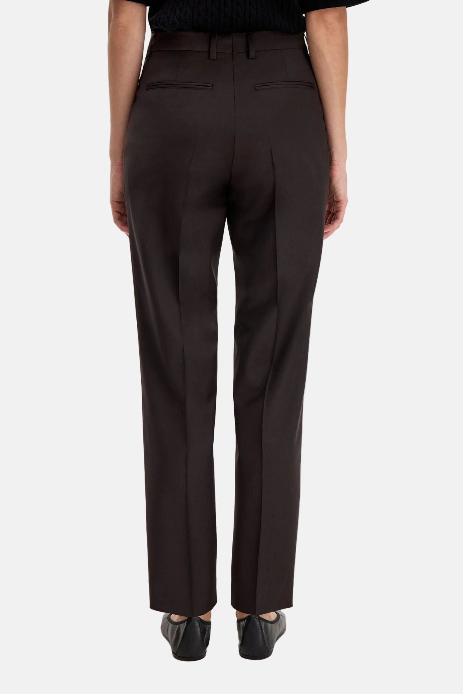 Filippa K Emma Cropped Cool Wool, Dark Chocolate, Hose