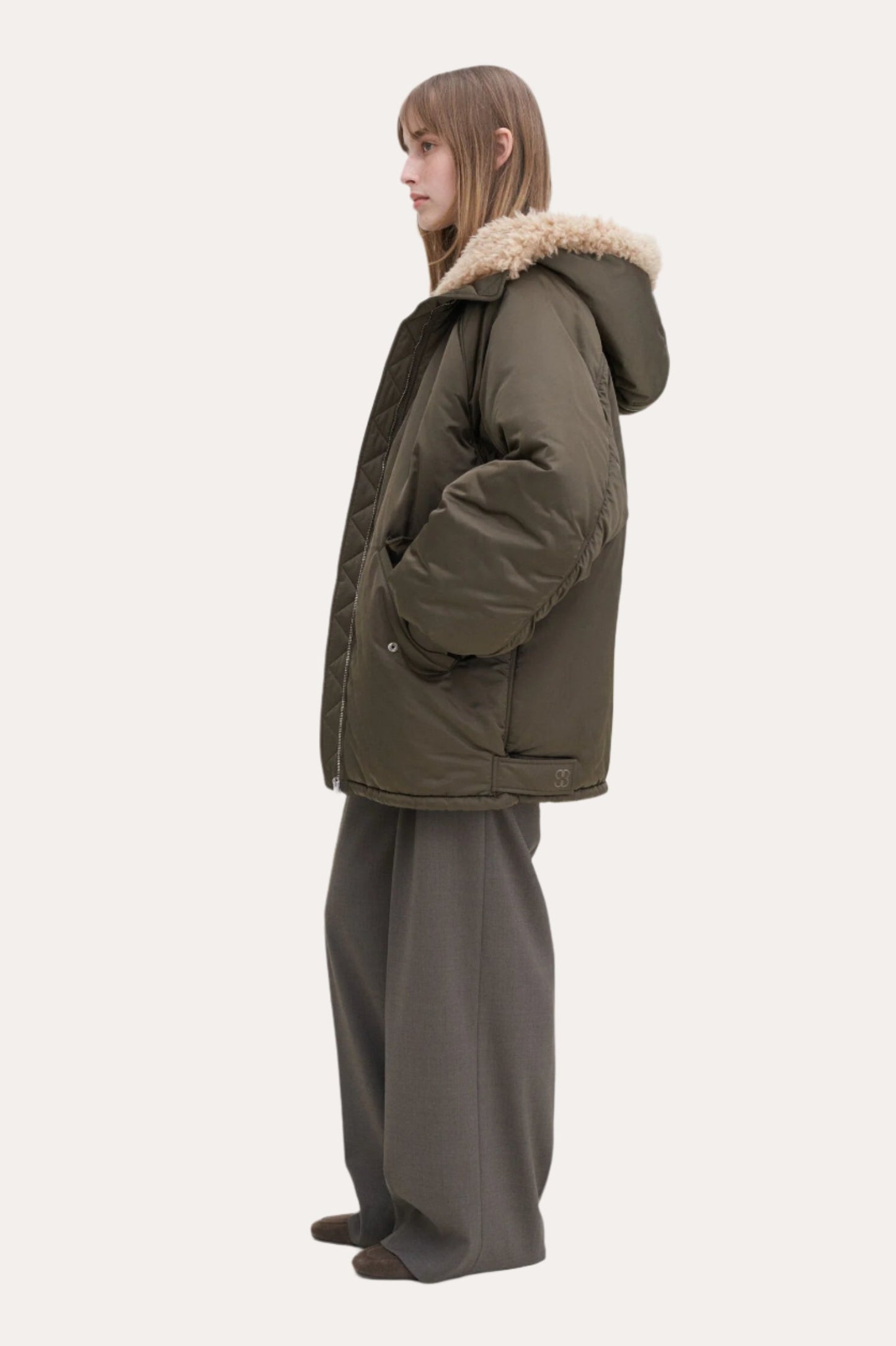 Hooded bomber, khaki, bomber jacket