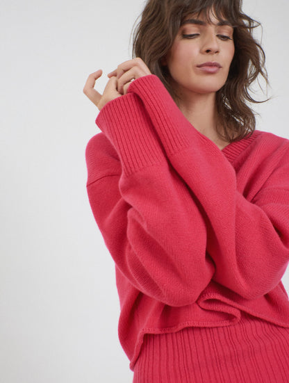 Lis, Pink, Cashmere Cropped V-Neck