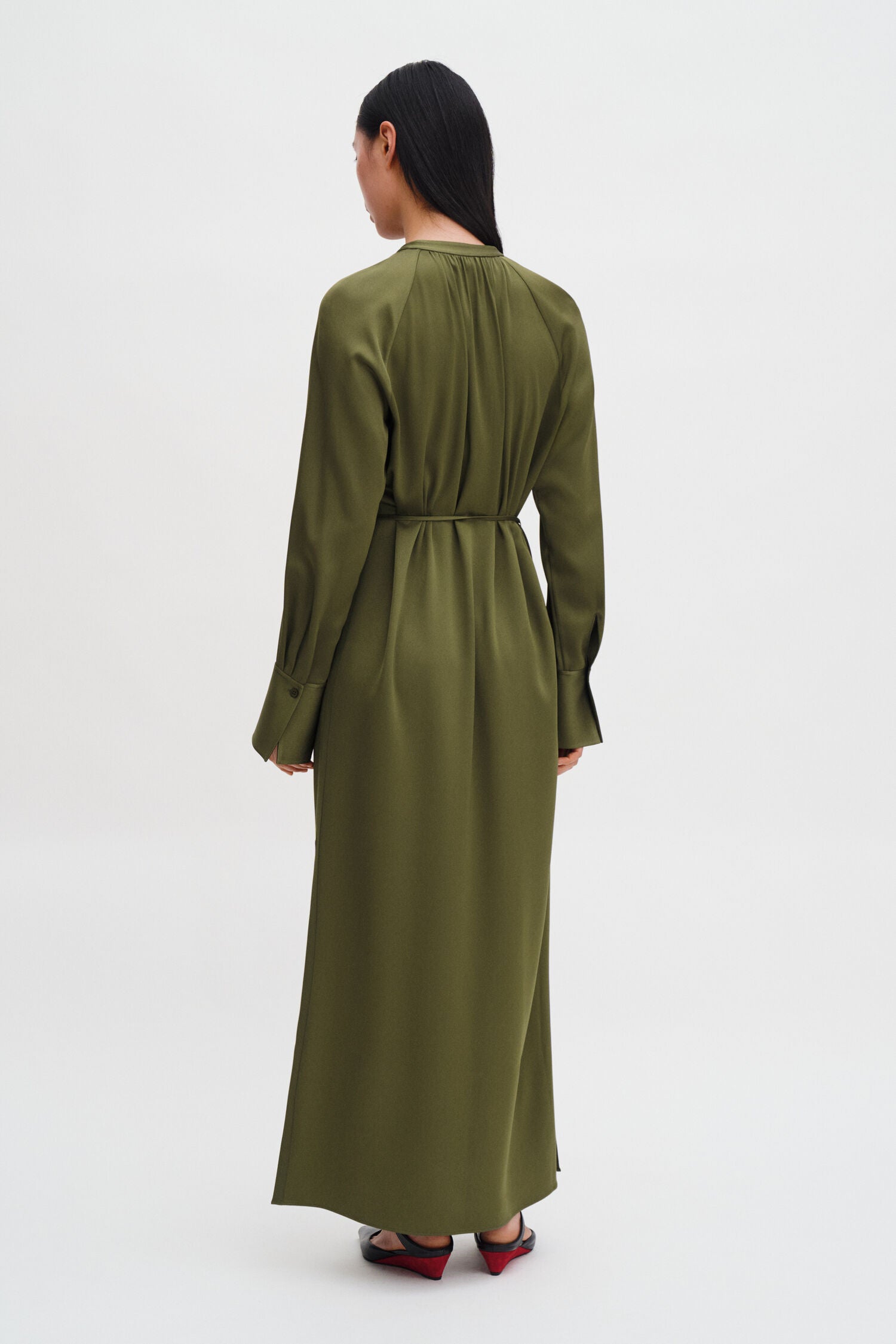 Filippa K, Gathered Reglan Dress, Laurel Green, Kleid