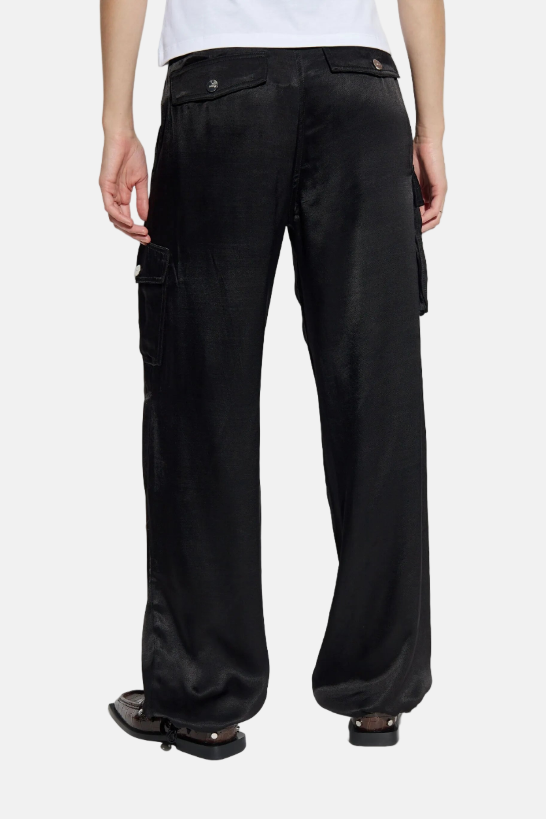 GANNI Washed Satin, Black, Hose