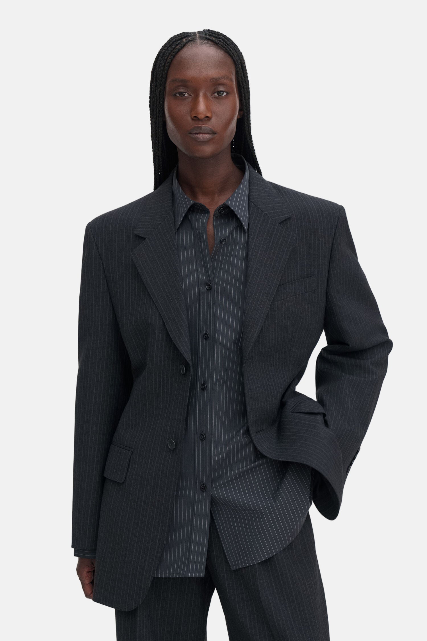 Filippa K, Hourglass, Anthracite, Pinstripe Blazer