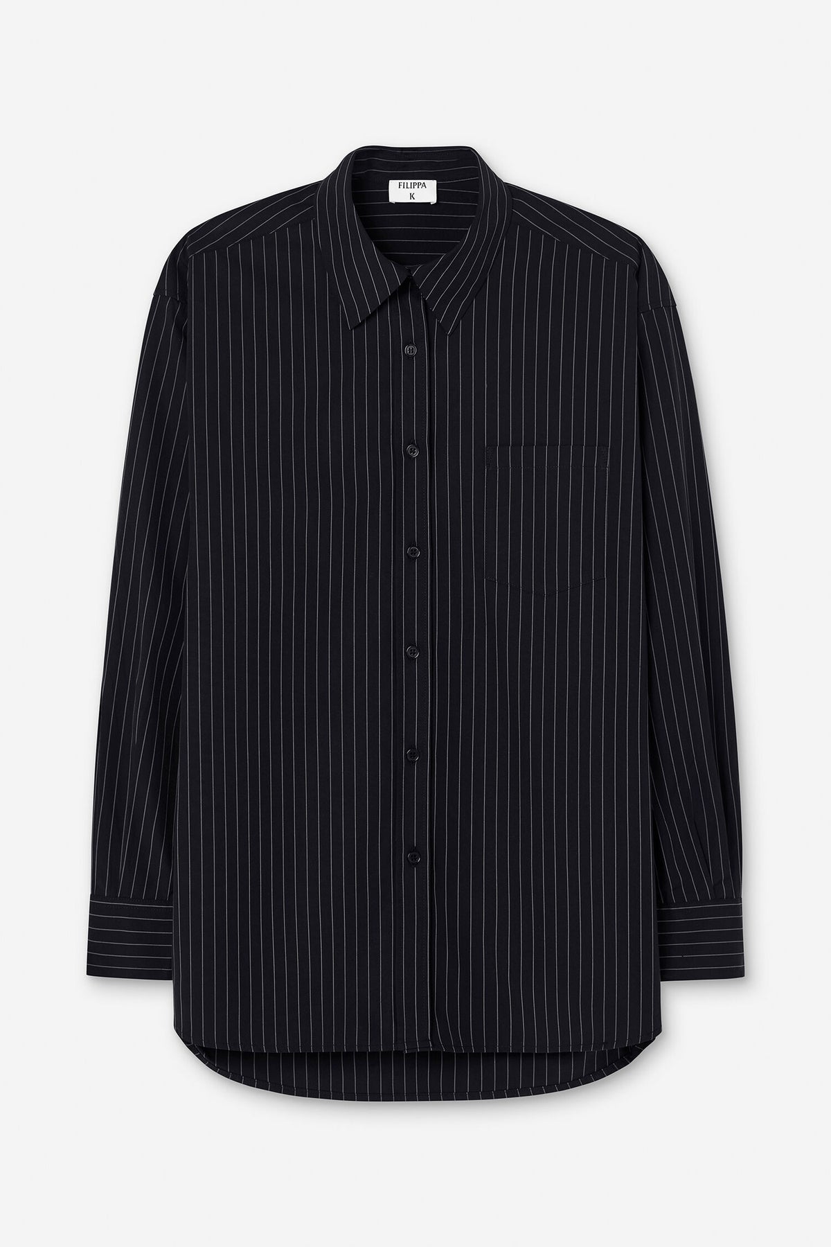 Filippa K Sammy Poplin Anthracite Jacke in Pinstripe Shirt