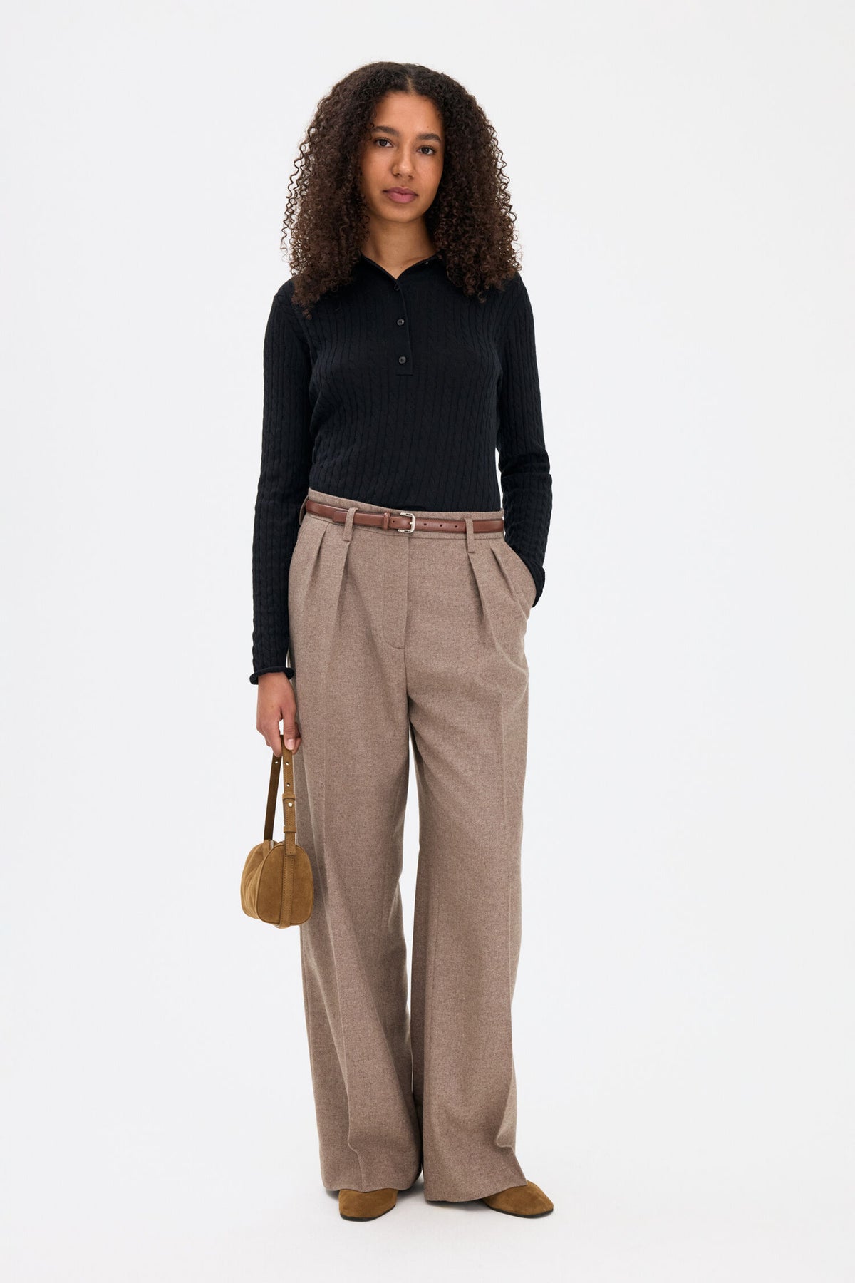 Filippa K Paloma Flannel Driftwood Hose in Beige – Ansicht 2