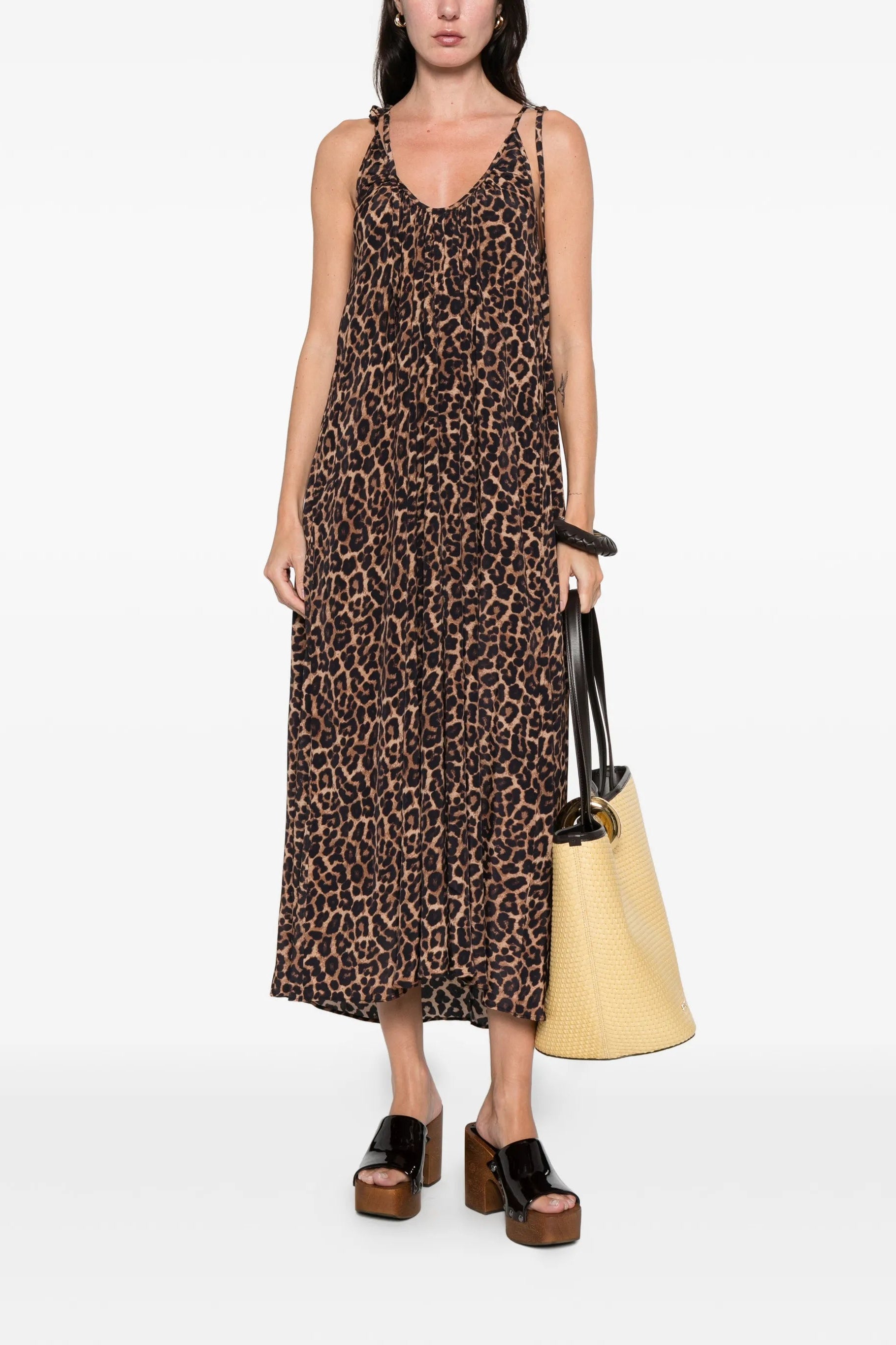 Anine Bing, Flora, Schwarz/Braun Leopard, Kleid