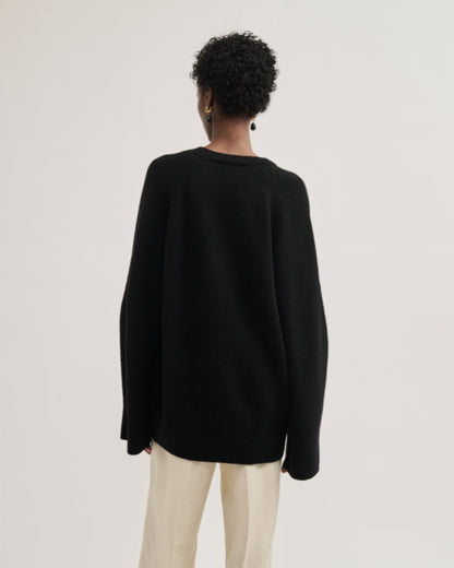 Daria, Black, V-Neck Sweater