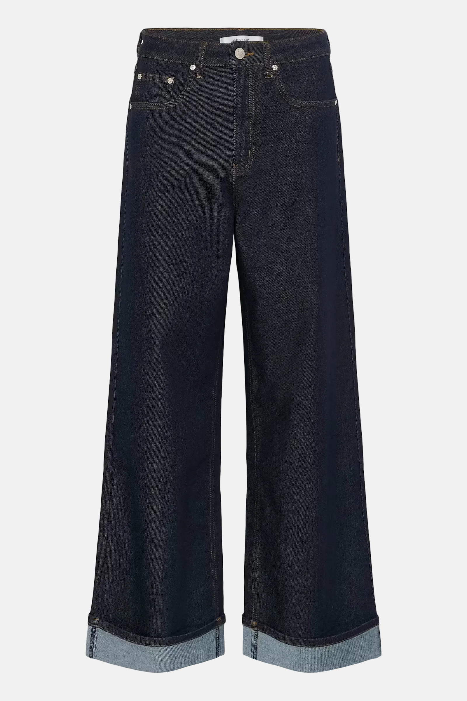 Gestuz Sara, Rinse Wash Blue Denim, Wide Jeans