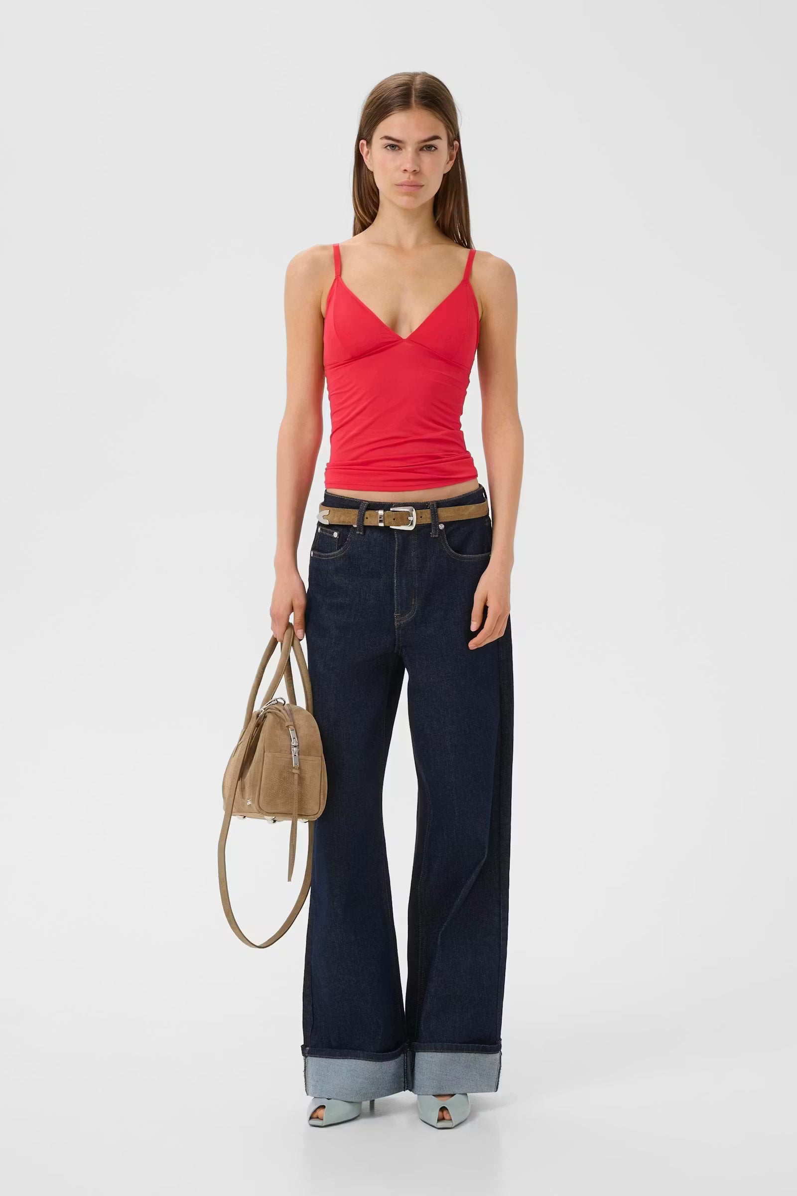 Gestuz Sara, Rinse Wash Blue Denim, Wide Jeans
