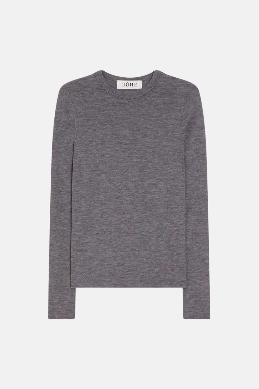 Róhe Fine Merino Longsleeve in Mid Grey Melange