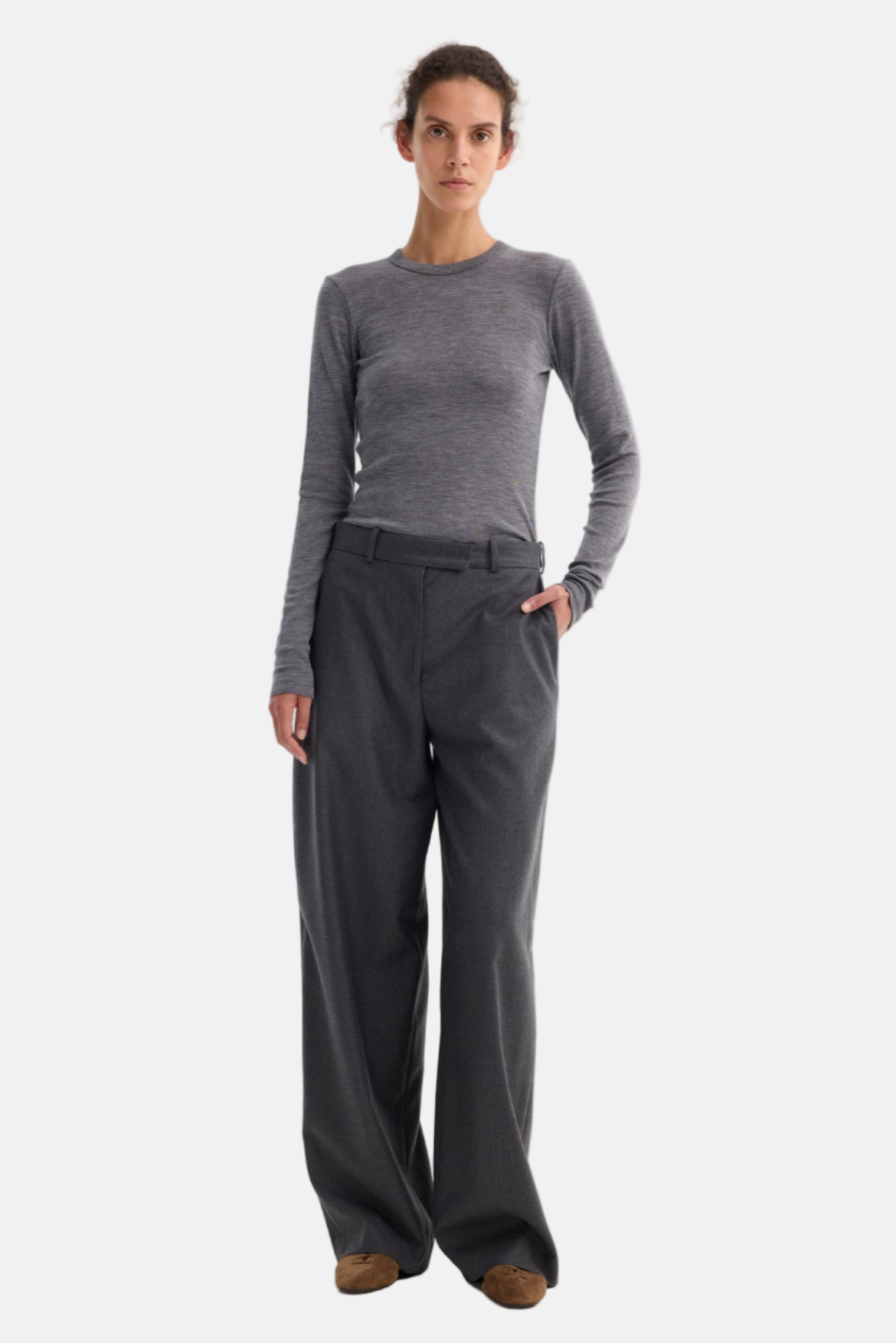 Róhe, Mid Grey Melange, Long Sleeve