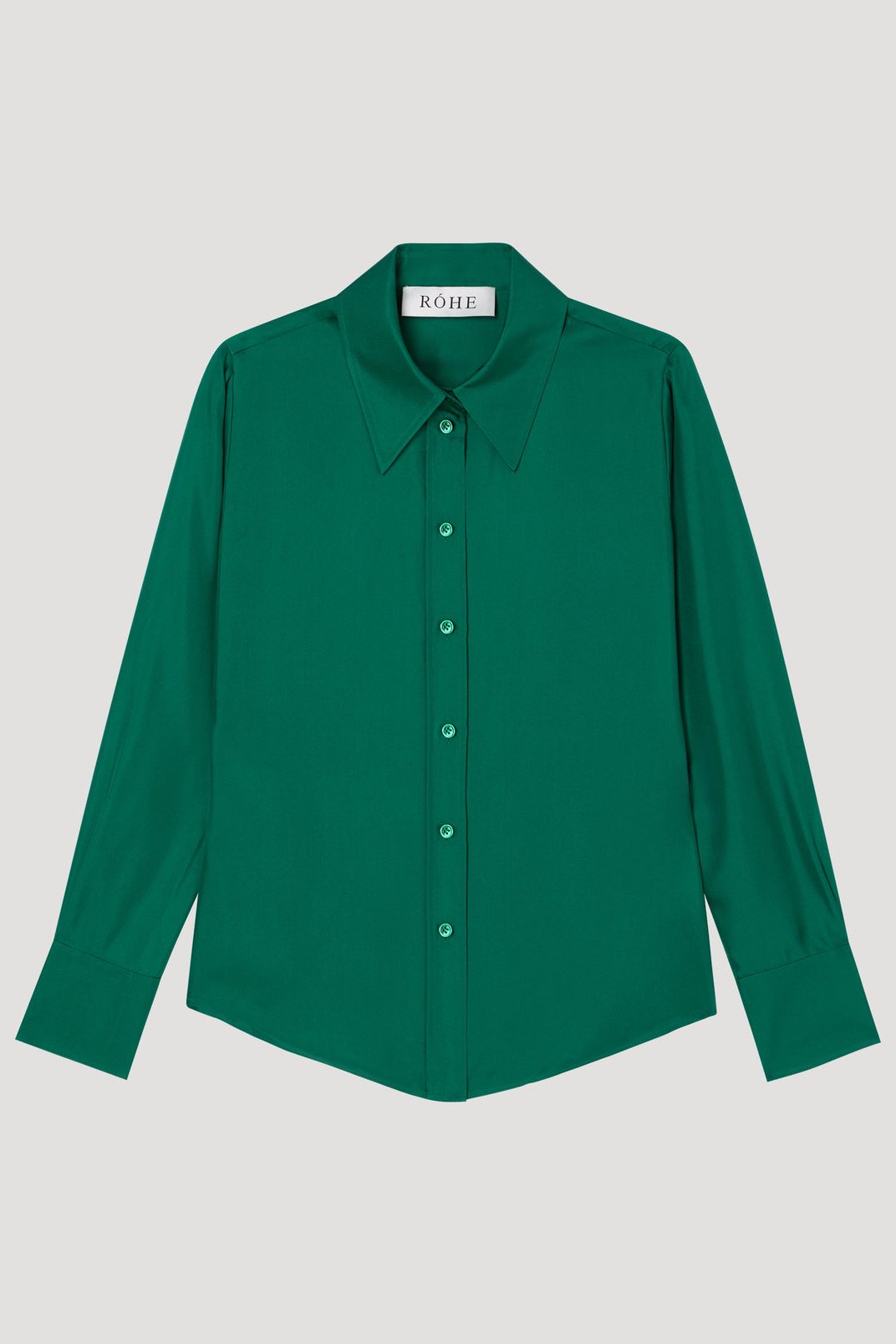 Fitted silk shirt, Emerald, blouse