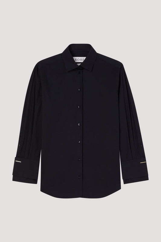 Shirt with double cuff, Black, Bluse