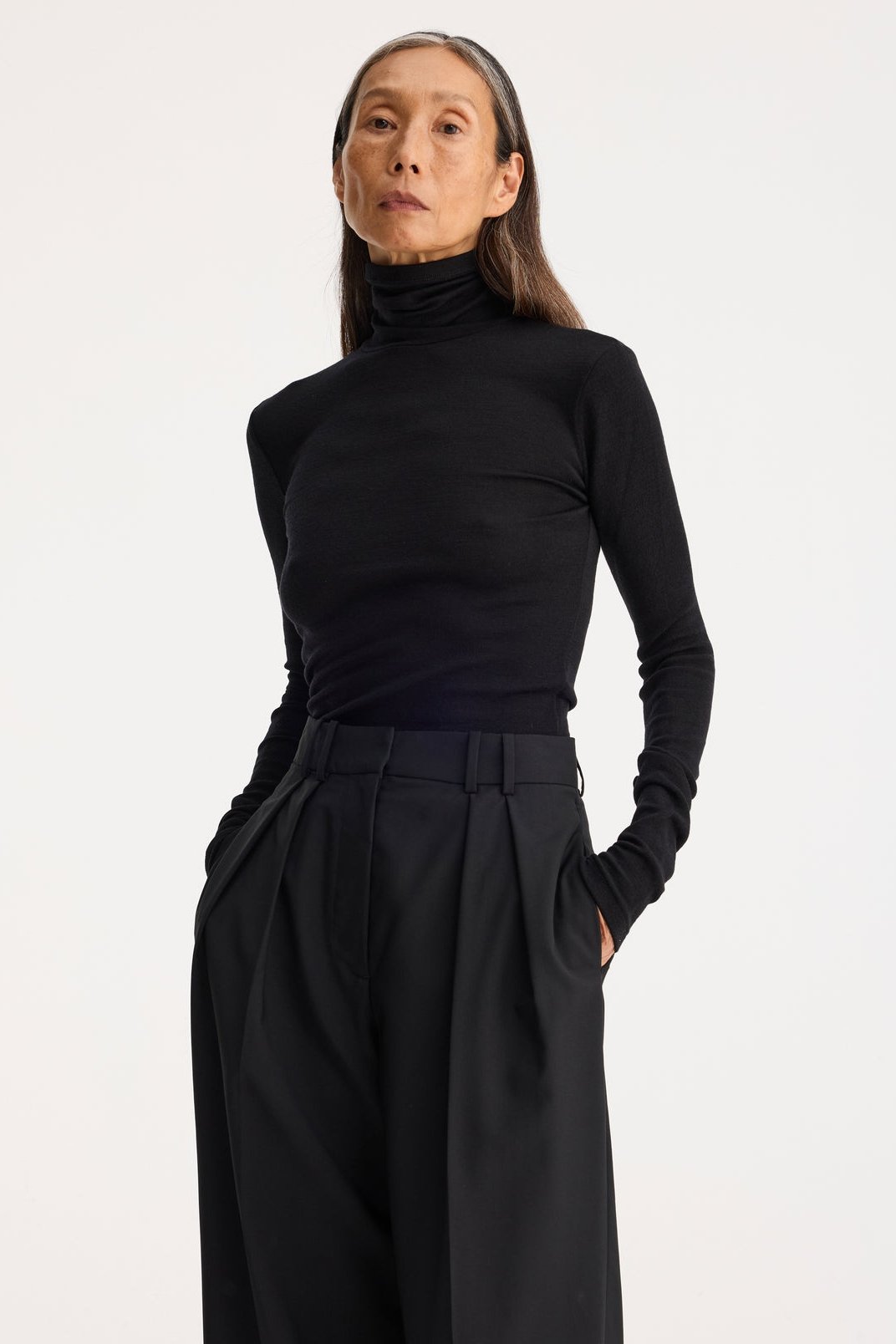 Fine wool turtleneck, Black, Rollkragen