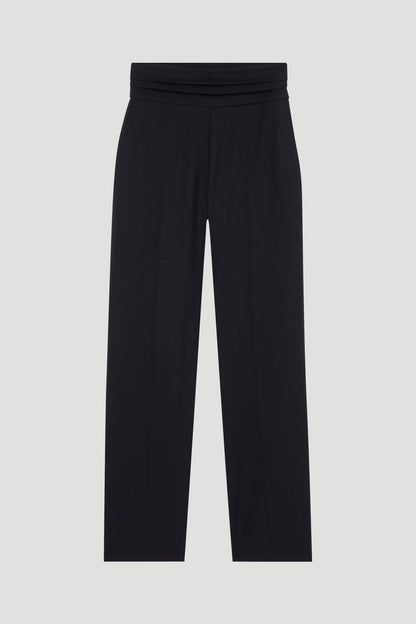 High-waist cumberband, black, trousers