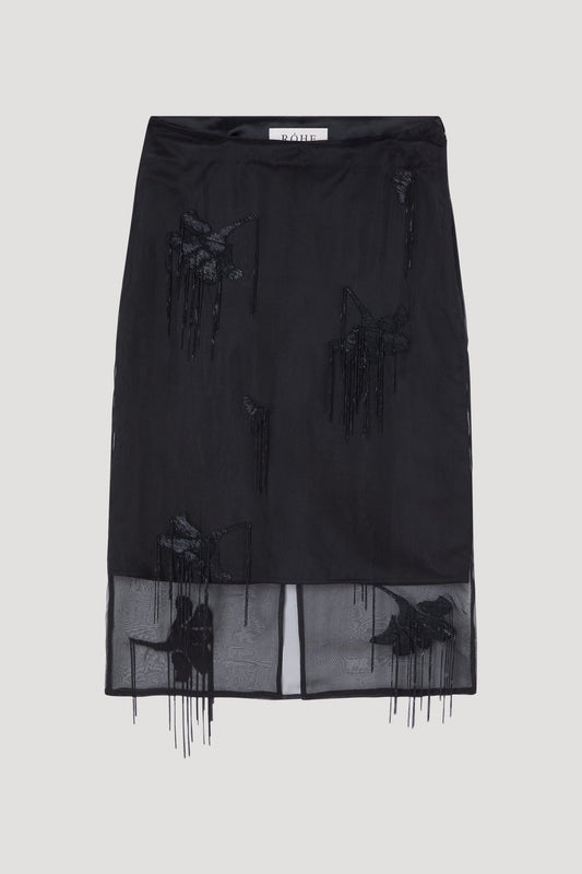 Embellished tulip organza skirt, Black, Skirt