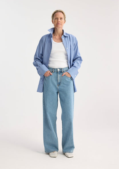 Oversized Striped, Light Blue, Hemd