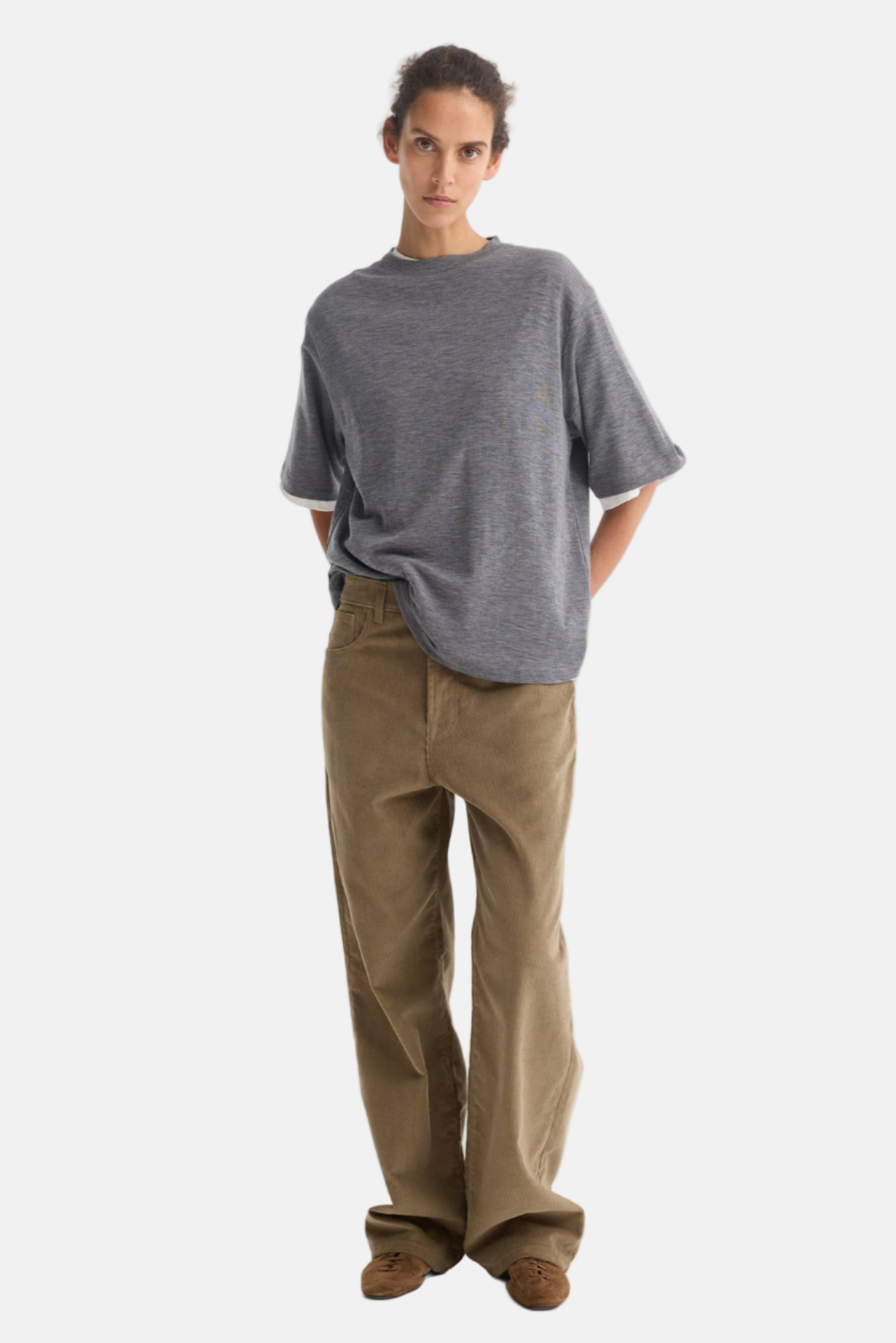 Róhe Relaxed Corduroy, Dark Sage, Hose
