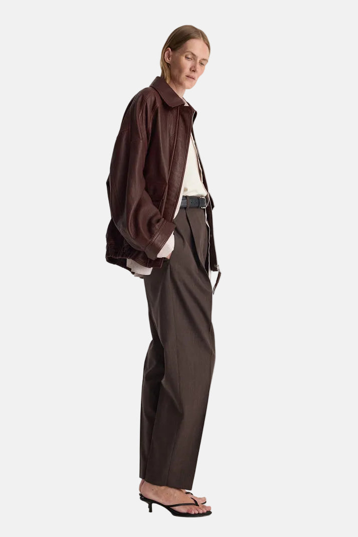 Róhe Grain Leather Aviator Jacke in Chestnut, Ansicht 3